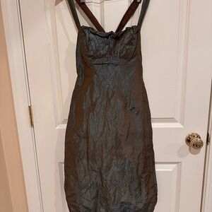 Nicole Miller Elegant Brown/Blue Shimmer Sleeveless Dress